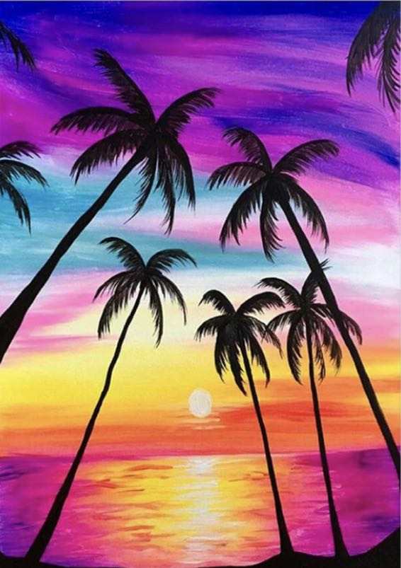 Luxury Diamond Painting丨Sunset Coconut Tree DPF0088