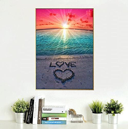 DIY 5D Diamond Painting Beach by Number Kits, Painting Cross Stitch Full Drill Crystal Rhinestone Embroidery Pictures Arts Craft for Home Wall Decor Gift