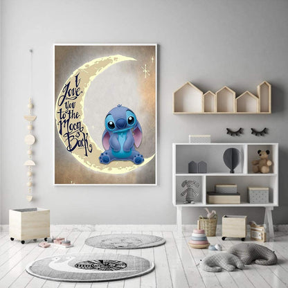 Diamond Painting Kits for Adults Kids, DIY Rhinestone Diamond Art Kits for Beginners, 5D Diamond Painting I Love You to The Moon Back Painting by Number Kits for Gift Wall Decor